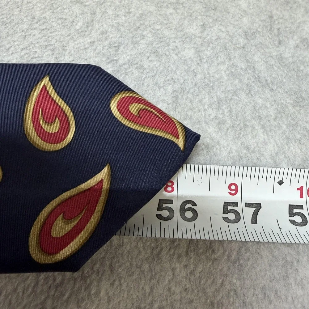 Lands' End Tie Necktie Mens One Size Navy‎ Silk Paisley Hand Sewn Made USA